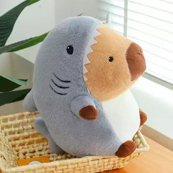 35 см плюшевая игрушка капибара пушистая мультяшная подушка в виде животного двусторонняя плюшевая игрушка акула домашний декор подарки 35cm