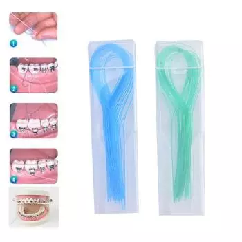 35 Stuks Нарезчики для зубной нити Naald Tand Beugels Houders Bretels Draad Tussen Tractie Bruggen E9W0 blue-1set