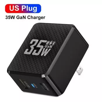 35 Вт GaN USB Type C зарядное устройство планшет быстрое зарядное устройство QC3.0 PD3.0 зарядный адаптер для iPhone 15 Xiaomi Poco F5 зарядное устройство для ноутбука US Black