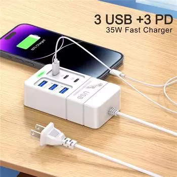 35 Вт PD Type C Быстрая зарядка Многопортовое USB-зарядное устройство Быстрые настенные зарядные устройства USB-концентратор Адаптер для мобильного телефона EU US Plug USB-зарядное устройство Type C
