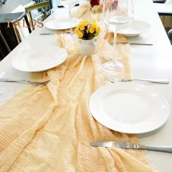 35 x 71 дюйм(ов) Марля Настольная дорожка Boho Деревенская прозрачная дорожка Марлевая ткань Скатерть Свадебный детский душ День рождения Украшение зелёный