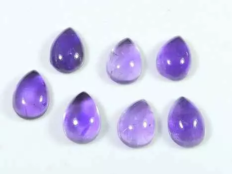 35Cts. Natural Amethyst Pear Crytsal Cabochon Gemstone 07 Pcs Lot 9X13MM RQ-1812