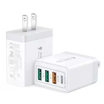 35W USB Charger Type C Fast Charging PD 20W QC3.0 EU US Plug Quick Charge Wall For Phone Adapter for iPhone 15 14 Pro Max Xiaomi US White