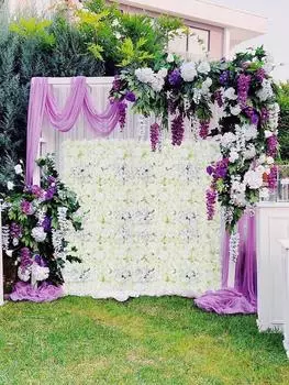 35x35 см Искусственный цветок Настенная панель Декор Искусственный цветок Стена Шелковая роза Гортензия Цветочный для дома Свадебная вечеринка Фон Стена Декор двора жёлтый