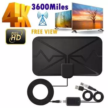 3600 Miles TV Antenna Модернизированная новейшая HDTV Внутренняя цифровая усиленная телевизионная антенна чёрный