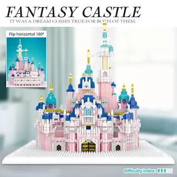 3600 + шт. фэнтезийный замок, строительные кирпичи, розовая серия, замок, церковные блоки, игрушки высокой сложности для взрослых, подарок на день рождения для детей и девочек 3600pc without light