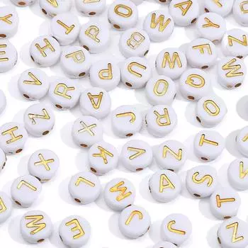 3600Pcs Acrylic Gold A-Z English Letter Beads Flat Round Alphabet Beads For Jewelry Making DIY Couple Friendship Bracelet Necklace I