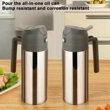 360/450/500 мл распылитель масла из нержавеющей стали многоразовый для приготовления пищи на гриле выпечки жарки салата барбекю дозатор оливкового масла Mister Spray Bottle кухонные гаджеты 500ML серый