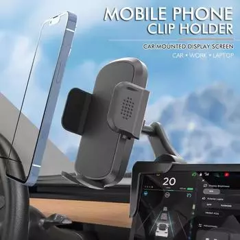 360 Автомобильный держатель для экрана дисплея, держатель для мобильного телефона для iPhone 16, 15, 14, 13 Pro Max, Samsung S24, S23 Plus, Xiaomi, Redmi Note 12, Oppo Reno 11, Honor 90, подставка чёрный