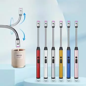 360° бесшовный стальной шланг ветрозащитный импульсный поджиг USB зарядка зажигалка уличный барбекю кухня воспламенитель тип-C электрические зажигалки инструмент красный