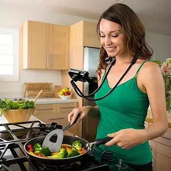 360-degree Adjustable Mobile Phone Holder Can Be Hung Around The Neck And Clamped To Stay Stable And Lie On The Bed To Watch TV чёрный