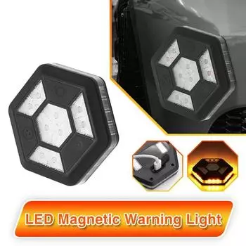 360 Degree Rotating LED Magnetic Warning Light Yellow White Traffic Safety Flash Rechargeable Car Safety Signal Light