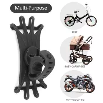 360 Degree Rotation Bike Phone Holder Elastic Silicone Motorcycle Holder Non-stop Button Suitable for Most Phones чёрный