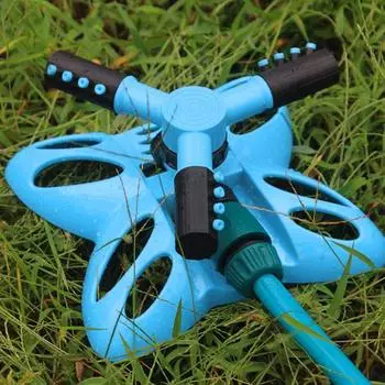 Разбрызгиватель для газонов с вращением на 360 градусов, герметичная система с 3 рычагами, большая площадь покрытия, простая сборка, автоматическая синий