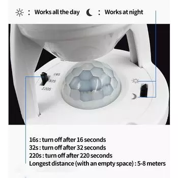 360 Degrees PIR Human Induction Motion Sensor Ampoule E27 Lamp Base AC100-240V E27 Socket Converter Delay Time Adjustable Switch PIR E27 Lamp Base