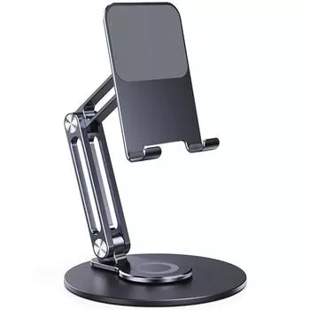 360° Desk Phone Holder Foldable Tablet Stand Universal Support Desktop Bracket Smartphone Mount for Outdoor Travel темно-серого