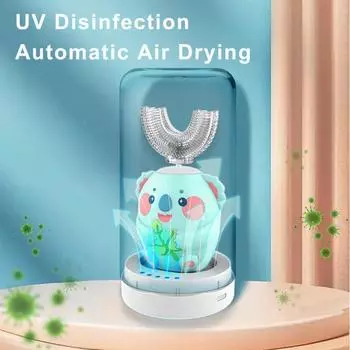 360 градусов U-образная детская электрическая зубная щетка с героями мультфильмов для детей, умная автоматическая звуковая зубная щетка с зарядкой через USB, синий свет, IPX7