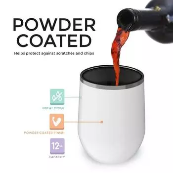 360 мл 12 унций двойной изоляции стеклянный стакан без ножки из нержавеющей стали для вина чашки для чая мате чёрный