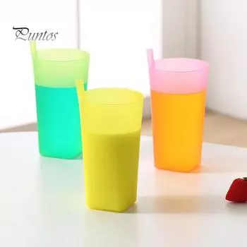 360 мл/380 мл чашка с трубочкой гладкий край большая емкость герметичная детская младенческая детская чашка для студентов 380ML синий