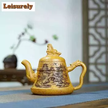 360 мл чайник из фиолетовой глины Исин, ручной работы, горшок для духов лошади-дракона, сырая руда, гипертермический раздел, грязевой чайник с фильтром, чайный сервиз Zisha