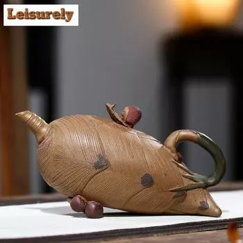 360 мл изысканный чайник из фиолетовой глины Исин, ручной работы, побеги бамбука в весеннем горшке, глиняный чайник из необработанной руды, китайский чайный набор «Цзыша»