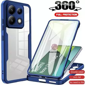 360 Полный Чехол Для Xiaomi Redmi Note 13 12 11 10 9 Pro Plus Для Redmi Note 12S 10C 12C 13C 5G Защитный Чехол Для Телефона Note 13 Pro plus 5G чёрный