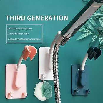 360° регулируемый самоклеящийся кронштейн для душа настенное крепление с 2 крючками подставка ванная комната ABS зелёный