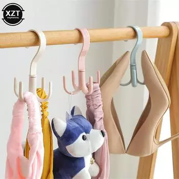 360 Rotate Rotated Hanger Hooks Wardrobe Clothes Rack Hanger Organizer Bag Hanger Shoes Belt Scarf Hanging Rack Closet Hanger бежевый