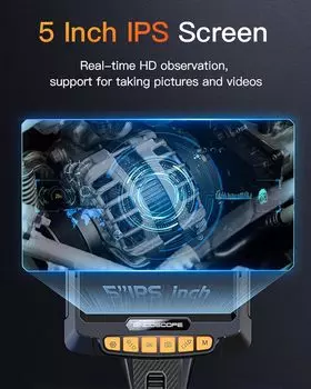 360° рулевое управление промышленная эндоскопическая камера 8 мм 5 IPS экран одинарный и двойной объектив инспекционный бороскоп 1080P для двигателя автомобиля Pip 1M