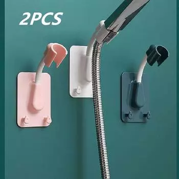 360° Shower Head Holder Adjustable Self-Adhesive Showerhead Bracket Wall Mount SPA Stand With 2 Hooks For Bathroom