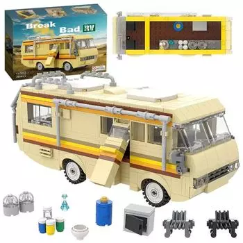 360 шт. MOC Breaking Bad Cooking Lab RV Car Building Blocks Kit High-tech Bus Vehicle DIY Educational Model Van Toys Gifts жёлтый
