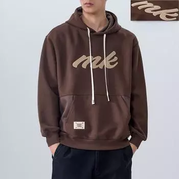 360G Тяжелый свитер с капюшоном Мужская американская ретро свободная мужская куртка с вышитым верхом модная M кофейный