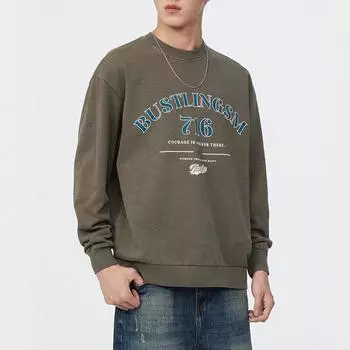 360G Осень-зима Американский ретро свитер с круглым вырезом мужской свободный большой размер с принтом одежда с длинными рукавами модный топ мужская одежда M серый