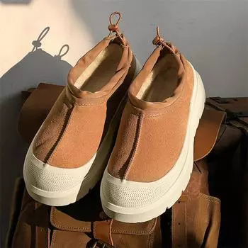 3618-U Унисекс Низкие зимние ботинки: Толстая подошва, натуральная кожа, зимнее тепло. 36-Female каштановый/синий