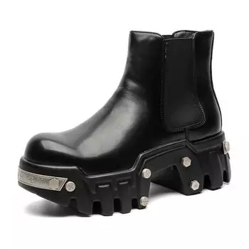 3639 catwalk bulldozer martin boots thick sole heightening fashion short boots metal rivet couple locomotive boots 38