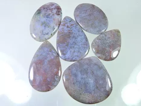 363 карата. Натуральный моховой агат микс кабошон драгоценный камень россыпью 06 шт. лот 35-43 мм RQ-1207