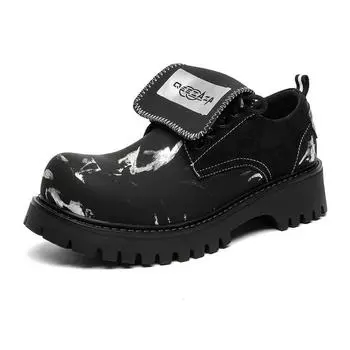 3650 Leather Shoes Men s Spring Versatile Pointed Leather Shoes Men s Business Dress Breathable British Casual Derby Shoes 36-Female code