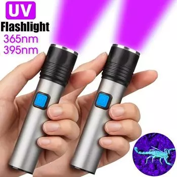 365/395 нм УФ-фонарик Blacklight Zoomable USB перезаряжаемый УФ-свет ультрафиолетовая лампа фонарик для обнаружения пятен мочи домашних животных собак Short Style