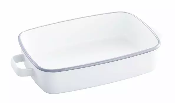 365methods Fuji Enamel Oven Dish White x Light Grey Shallow M Size 1.6L YY-HM.W