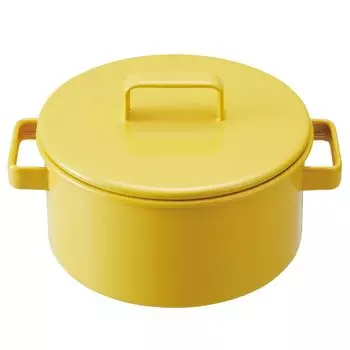 365methods YY-20C.Y Two-Handled Pot, Casserole, Enamel, 7.9 inches (20 cm), Induction Compatible, Oven Safe, Dishwasher Safe, Yellow