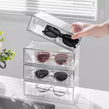 36925 шт. коробка для хранения очков прозрачный штабелируемый ящик типа пылезащитный настольный органайзер для мелочей заколки для ювелирных изделий Caddy солнцезащитные очки 3Pcs