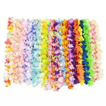 36-100 шт. гавайские искусственные цветы гирлянда леи ожерелье Гавайи Луау летние тропические украшения для вечеринки свадьба рождественский венок