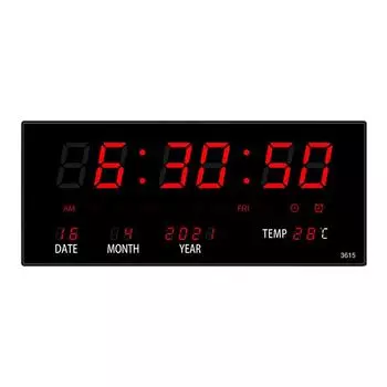 36*15*2,8 см цифровые настенные часы 4 будильника почасовой календарь температуры настольные часы с вилкой электронные светящиеся светодиодные часы EU Plug красный