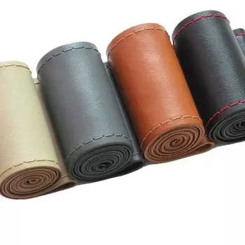 36 38 40 см, вышитый вручную чехол на рулевое колесо автомобиля из натуральной кожи своими руками с игольной нитью 36 чёрный