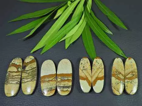 36-38 мм натуральная картина яшма пара 4 пары овальных кабошонов драгоценных камней лот RQ-2445