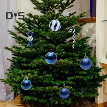 36/40/50 шт. набор рождественских шаров, красочные небьющиеся декоративные безделушки для рождественской елки, праздничные подвесные украшения со шнуром для домашнего магазина, витрины 50pcs серебряный