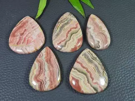 36-40MM Rhodochrosite Healing Pear Cabochon Loose Natural Gemstone 5Pcs Lot RQ-2785