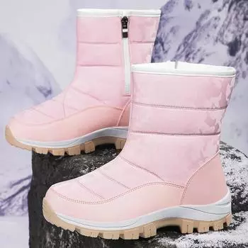 36-42 High-Top Plus Velvet Women S Snow Boots Comfortable Non-Slip Platform Cotton Shoes Outdoor Waterproof Warm Sports Shoes 36 чёрный