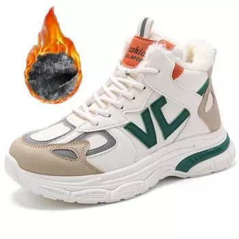 36-43 зимние женские большие модные на толстой подошве повседневные бархатные хлопковые туфли теплые спортивные туфли для папы 36 оранжевый/чёрный