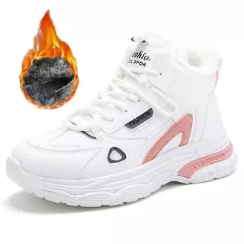 36-43 женские большие размеры модные большие бархатные теплые повседневные высокие хлопковые ботинки зимние ботинки спортивные женские хлопковые туфли 36 розовый/белый